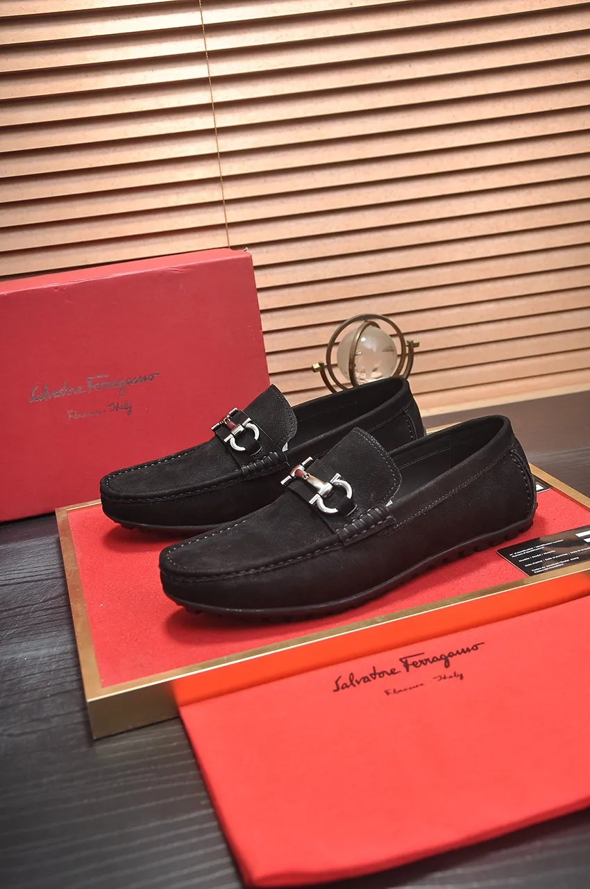 Men's shoes 💰460💶 [Ferragamo/Ferragamo] The latest model in the counter. Original imported open-sided fine cowhide hand-woven + imported 🐂 cowhide + original luxury metal buckle + original combination outsole. No pressure in comparison 38--44🎉